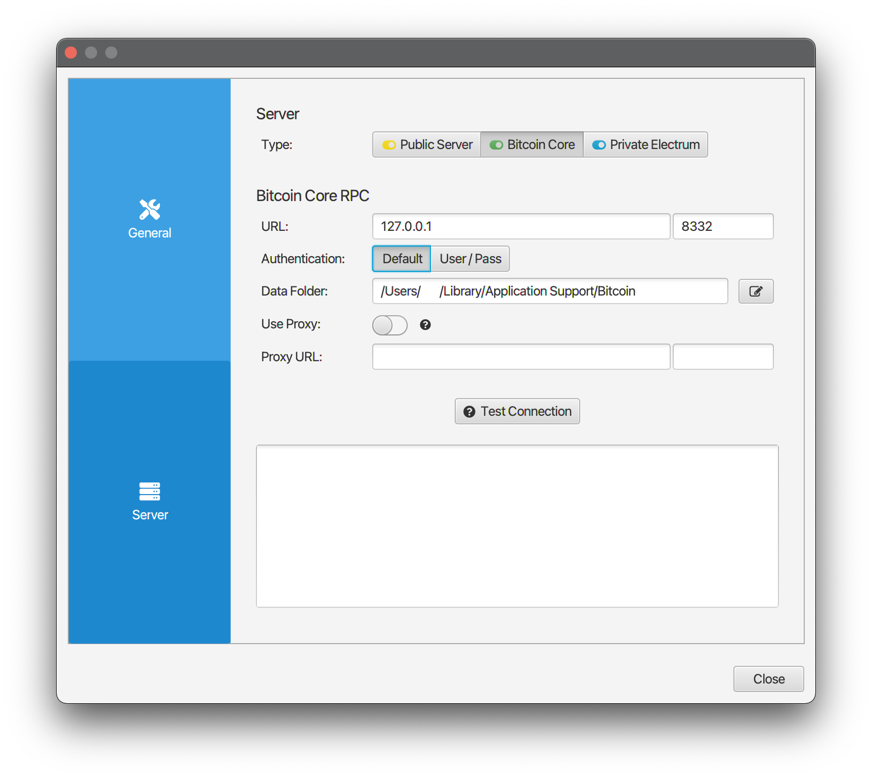 Connect to Bitcoin Core - Sparrow Wallet