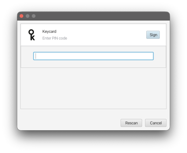 Keycard Sign Dialog