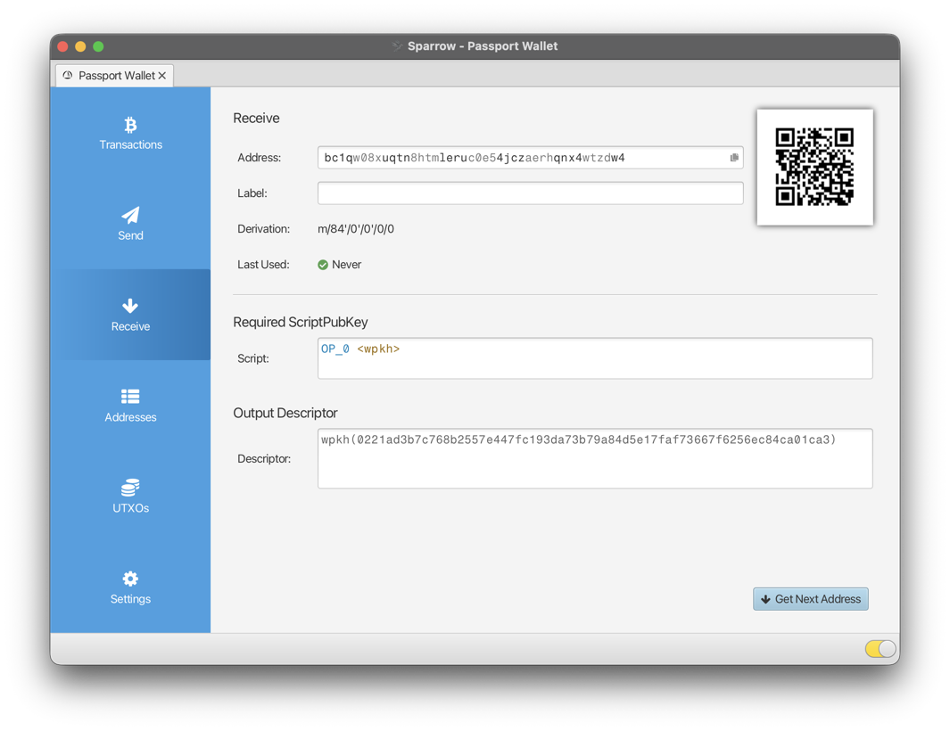 Passport Receive First Address