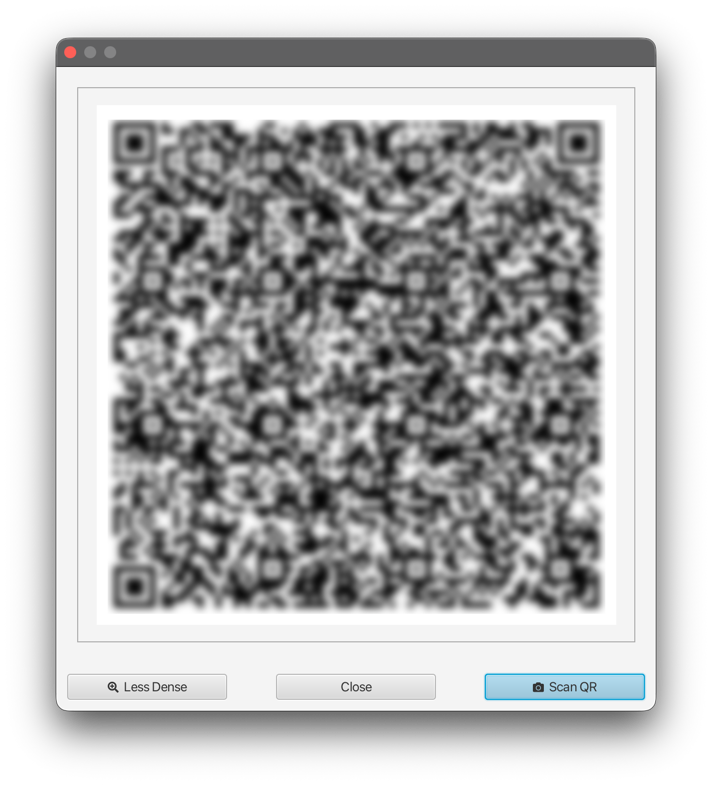 Sparrow displaying the transaction QR code