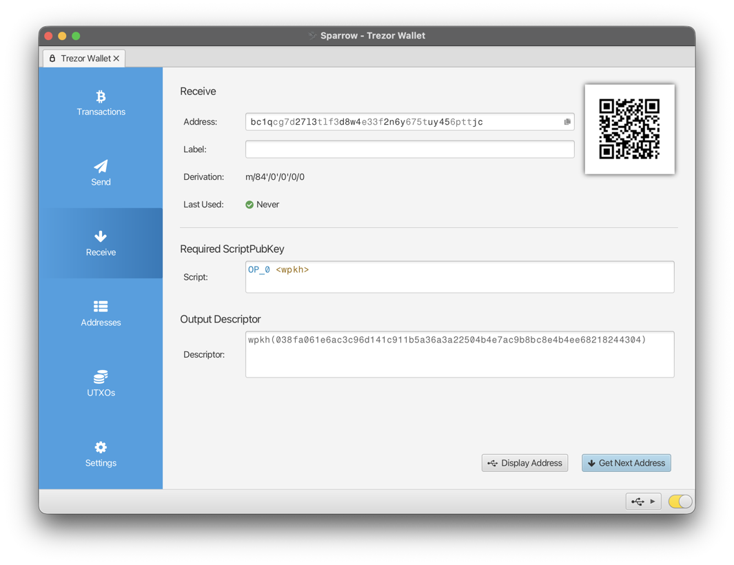 Trezor Receive First Address